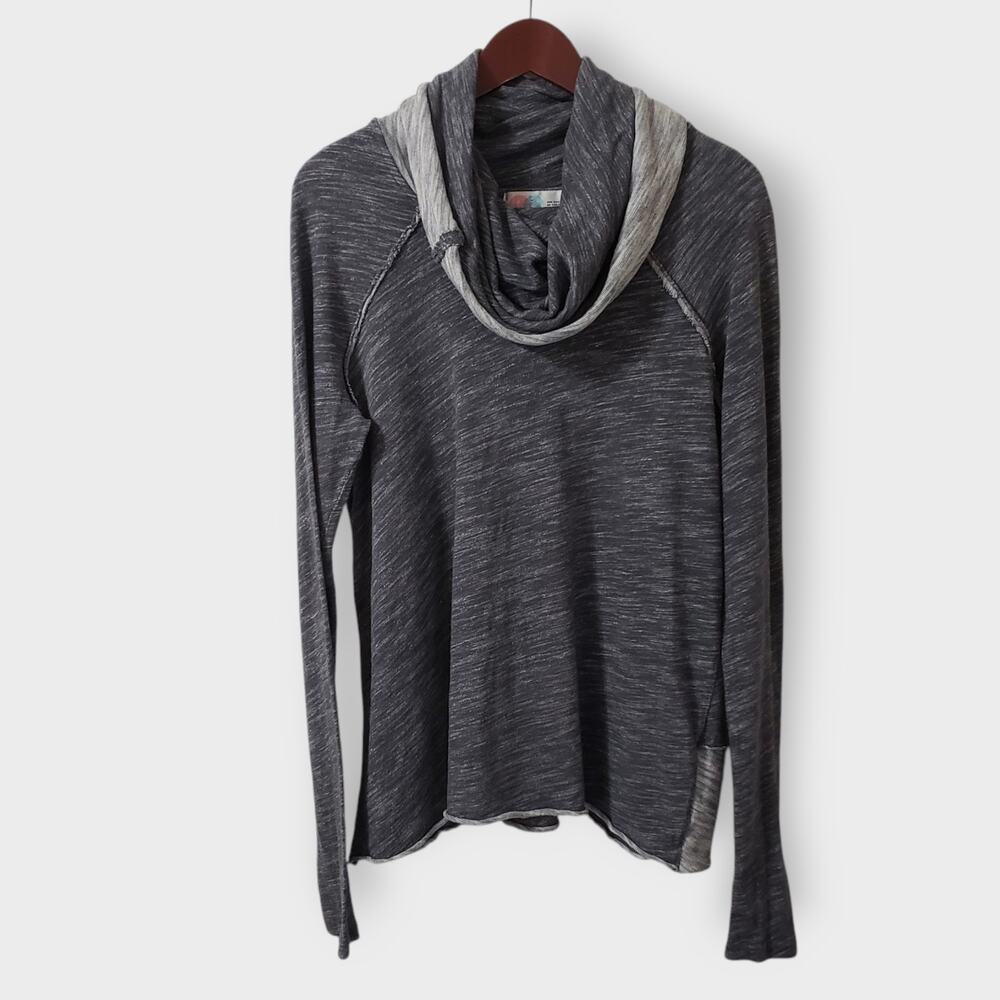 Free People Beach Cocoon Cowl Pullover Top One Body‎ Charcoal Grey Oversized